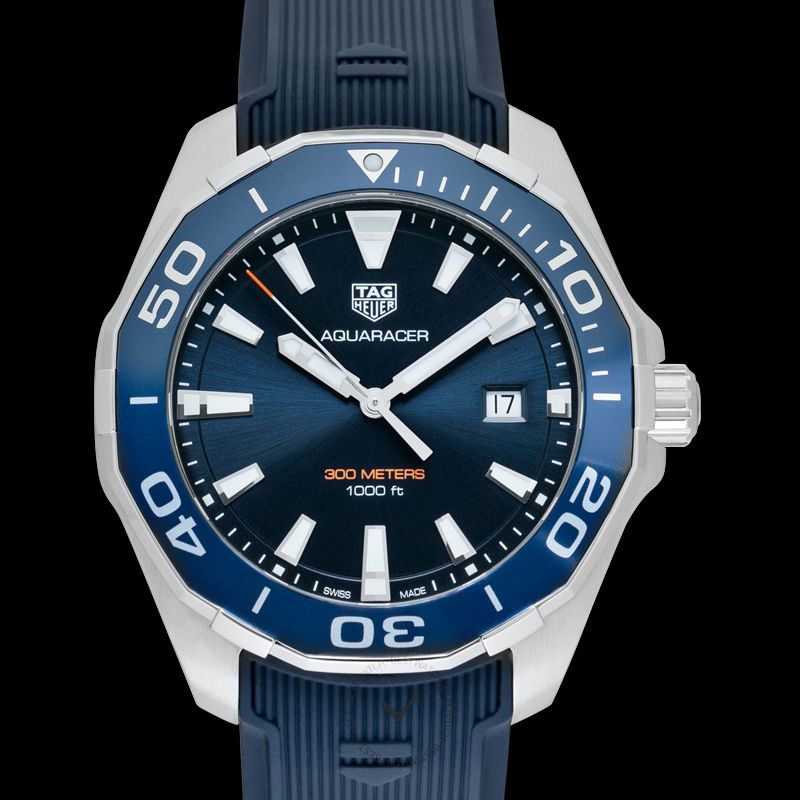 Tag Heuer Aquaracer Quartz Blue Dial Blue Rubber Strap Watch for Men - WAY101C.FT6153 Buy Now By Tag Heuer