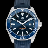 Tag Heuer Aquaracer Quartz Blue Dial Blue Rubber Strap Watch for Men - WAY101C.FT6153 Buy Now By Tag Heuer