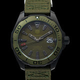 Tag Heuer Aquaracer Automatic Green Dial Khakhi Green Nylon Strap Watch for Men - WAY208E.FC8222 Buy Now By Tag Heuer