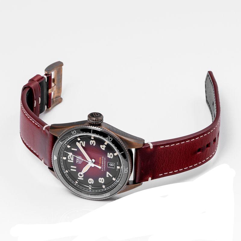 Tag Heuer Autavia Calibre 5 Chinese New Year Maroon Dial Maroon Leather Strap Watch for Men - WBE5193.FC8300 Buy Now By Tag Heuer