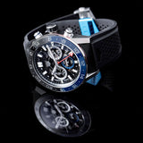 Tag Heuer Carrera Automatic Chronograph Steel & Ceramic Black Dial Black Rubber Strap Watch for Men - CBG2A1Z.FT6157