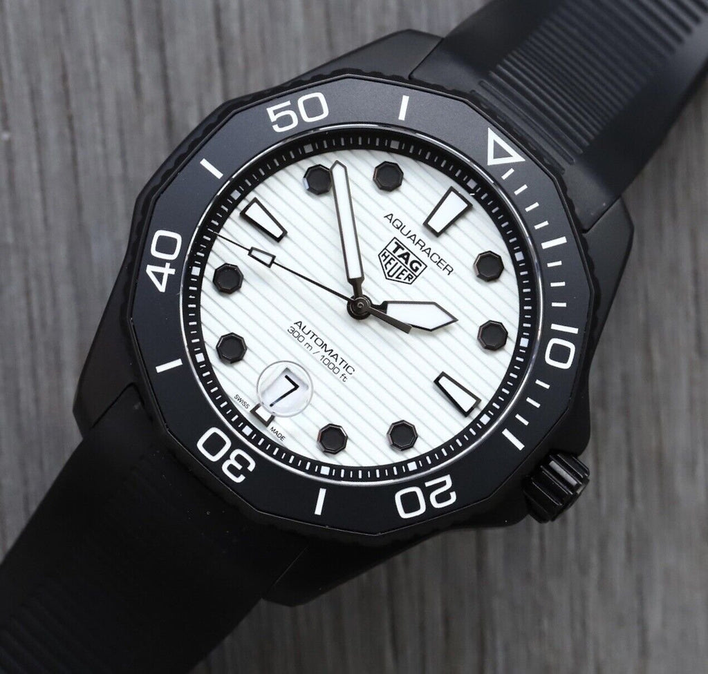Tag Heuer Aquaracer Professional 300 Automatic White Dial Black Rubber Strap Watch for Men - WBP201D.FT6197