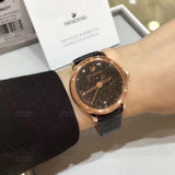 Swarovski Crystalline Hours Black Dial Black Leather Strap Watch for Women - 5295377 Buy Now By Swarovski