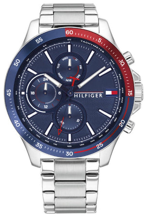 Tommy Hilfiger Bank Chronograph Blue Dial Silver Steel Strap Watch for Men - 1791718 Buy Now By Tommy Hilfiger