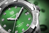 Tag Heuer Aquaracer Diamonds Emerald Green Dial Silver Steel Strap Watch for Women - WBD1316.BA0740 Buy Now By Tag Heuer