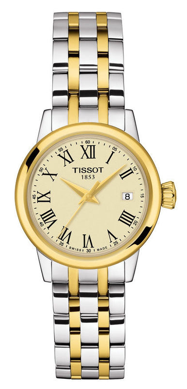 Tissot Classic Dream Lady Gold Dial Two Tone Steel Strap Watch For Women - T129.210.22.263.00 Buy Now By Tissot