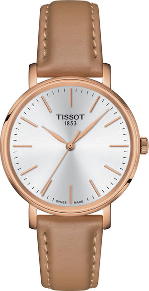 Tissot Everytime Lady Silver Dial Brown Leather Strap Watch for Women - T143.210.36.011.00 Buy Now By Tissot