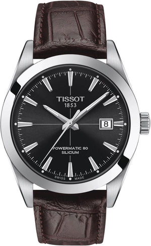 Tissot Gentleman Powermatic 80 Silicium Black Dial Brown Leather Strap Watch For Men - T127.407.16.051.01 Buy Now By Tissot