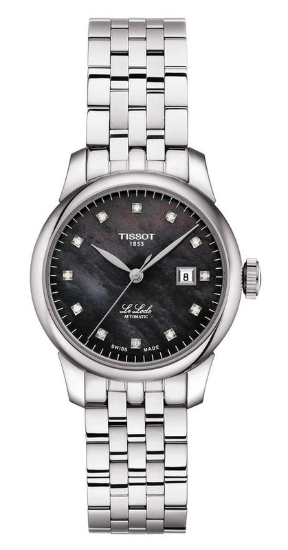 Tissot Le Locle Automatic Diamonds Mother of Pearl Black Dial Silver Steel Strap Watch For Women - T006.207.11.126.00 Buy Now By Tissot