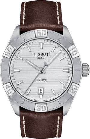Tissot PR 100 Sport Silver Dial Brown Leather Strap Watch For Men - T101.610.16.031.00 Buy Now By Tissot