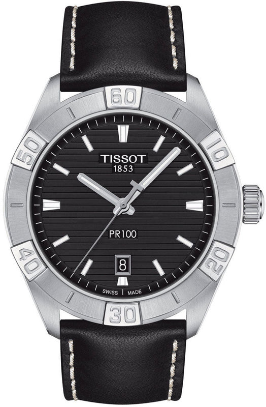 Tissot PR 100 Sport Quartz Black Dial Black Leather Strap Watch For Men - T101.610.16.051.00 Buy Now By Tissot