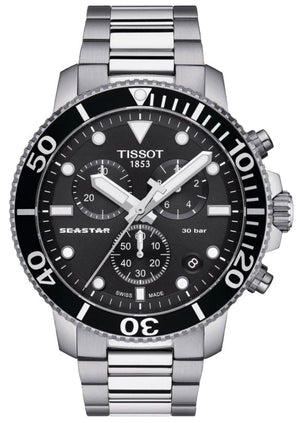 Tissot Seastar 1000 Chronograph Black Dial Silver Steel Strap Watch For Men - T120.417.11.051.00 Buy Now By Tissot
