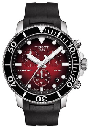 Tissot Seastar 1000 Chronograph Red Dial Black Rubber Strap Watch For Men - T120.417.17.421.00 Buy Now By Tissot