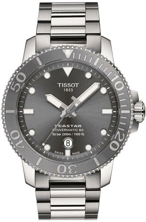 Tissot Seastar 1000 Powermatic 80 Grey Dial Silver Steel Strap Watch for Men - T120.407.11.081.01 Authentic Buy Shop Now