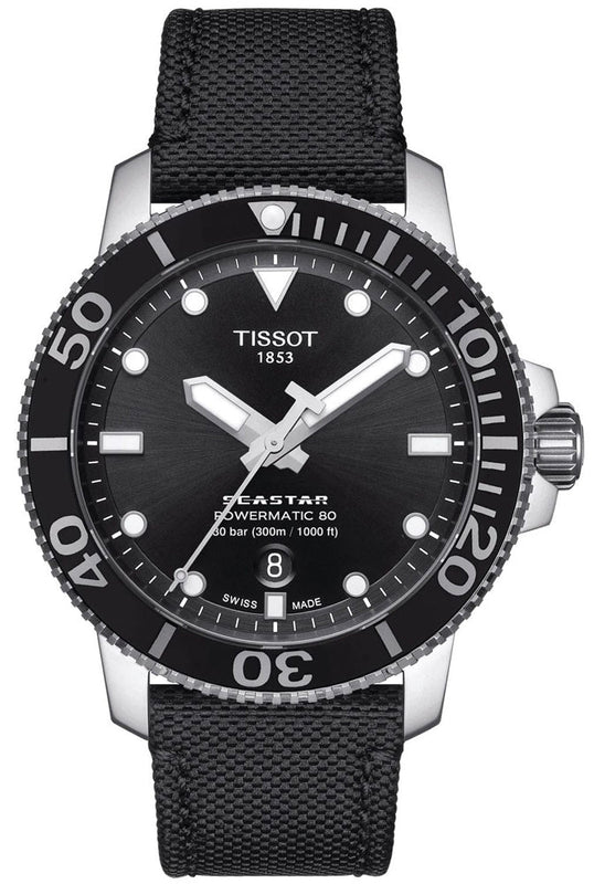 Tissot Seastar 1000 Powermatic 80 Black Dial Black Nylon Strap Watch For Men - T120.407.17.051.00 Buy Now By Tissot