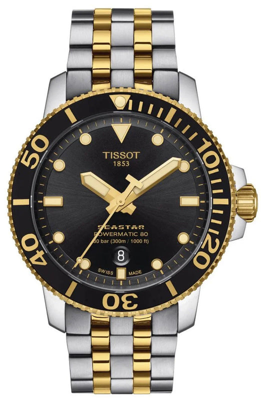 Tissot Seastar 1000 Powermatic 80 Black Dial Two Tone Steel Strap Watch For Men - T120.407.22.051.00 Buy Now By Tissot