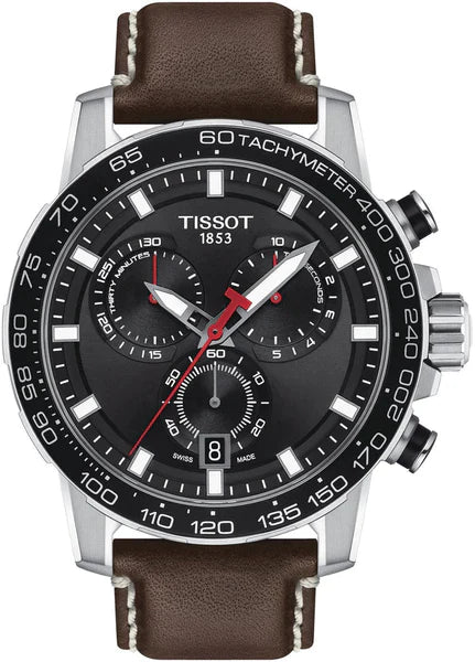 Tissot Supersport Chrono Black Dial Brown Leather Strap Watch for Men - T125.617.16.051.01 Buy Now By Tissot