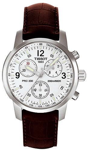Tissot T Race PRC 200 Chronograph White Dial Brown Leather Strap Watch for Men - T17.1.516.32 Buy Now By Tissot