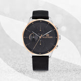 Tommy Hilfiger Chase Chronograph Quartz Grey Dial Black Leather Strap Watch For Men - 1791488 Buy Now By Tommy Hilfiger