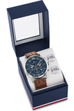Tommy Hilfiger Evan Chronograph Blue Dial Brown Leather Strap Watch for Men - 1710393 Buy Now By Tommy Hilfiger
