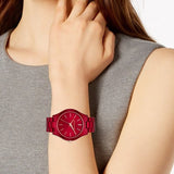 Michael Kors Slim Runway Red Dial Red Steel Strap Watch For Women - MK3895 Buy Now By Michael Kors