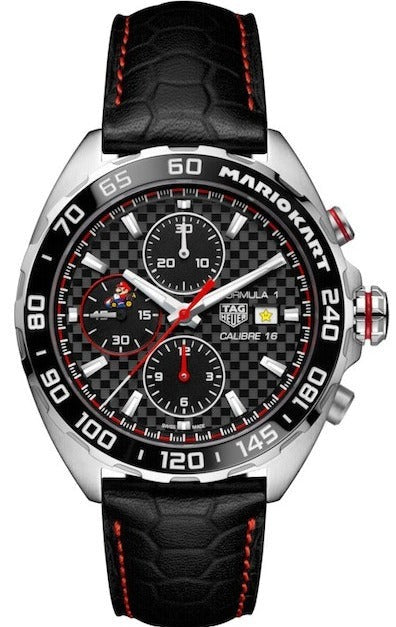 Tag Heuer Formula 1 Mario Kart Chronograph Black Dial Black Leather Strap Watch for Men - CAZ201E.FC6517 Buy Now By Tag Heuer