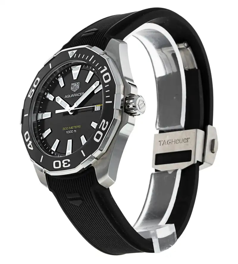 Tag Heuer Aquaracer Quartz Black Dial Black Rubber Strap Watch for Men - WAY101A.FT6141 Buy Now By Tag Heuer