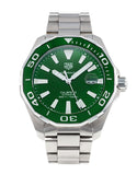 Tag Heuer Aquaracer Calibre 5 Green Dial Silver Steel Strap Watch for Men - WAY201S.BA0927 Buy Now By Tag Heuer