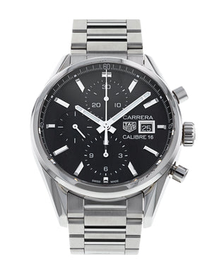 Tag Heuer Carrera Automatic Chronograph Black Dial Silver Steel Strap Watch for Men - CBK2110.BA0715 Buy Now By Tag Heuer