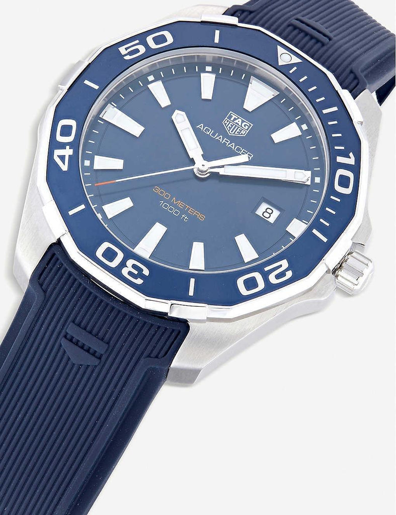 Tag Heuer Aquaracer Quartz Blue Dial Blue Rubber Strap Watch for Men - WAY101C.FC6153 Buy Now By Tag Heuer