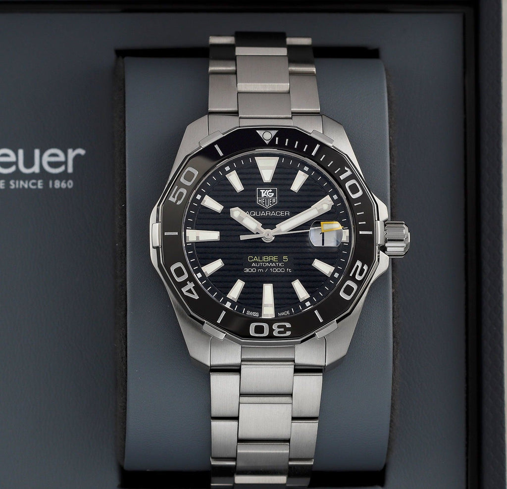 Tag Heuer Aquaracer Automatic Black Dial Silver Steel Strap Watch for Men - WAY211A.BA0928 Buy Now By Tag Heuer