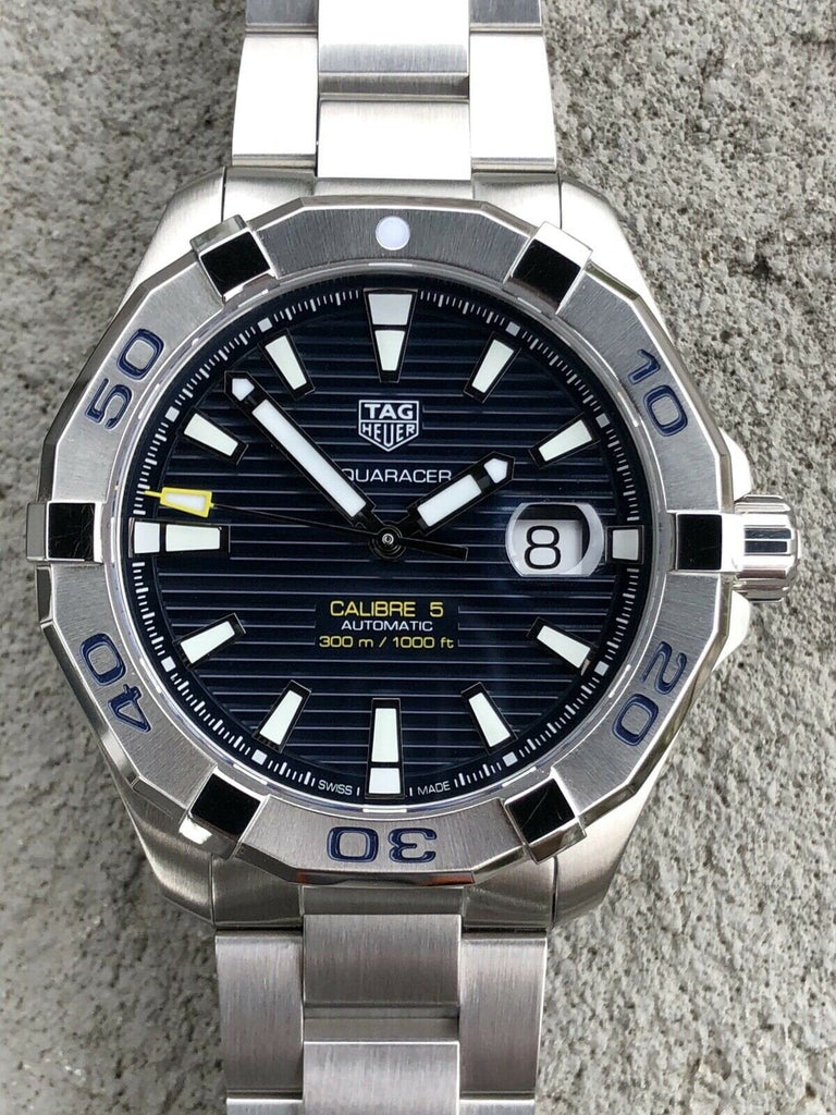 Tag Heuer Aquaracer Calibre 5 Automatic Blue Dial Silver Steel Strap Watch for Men - WAY2012.BA0927 Buy Now By Tag Heuer