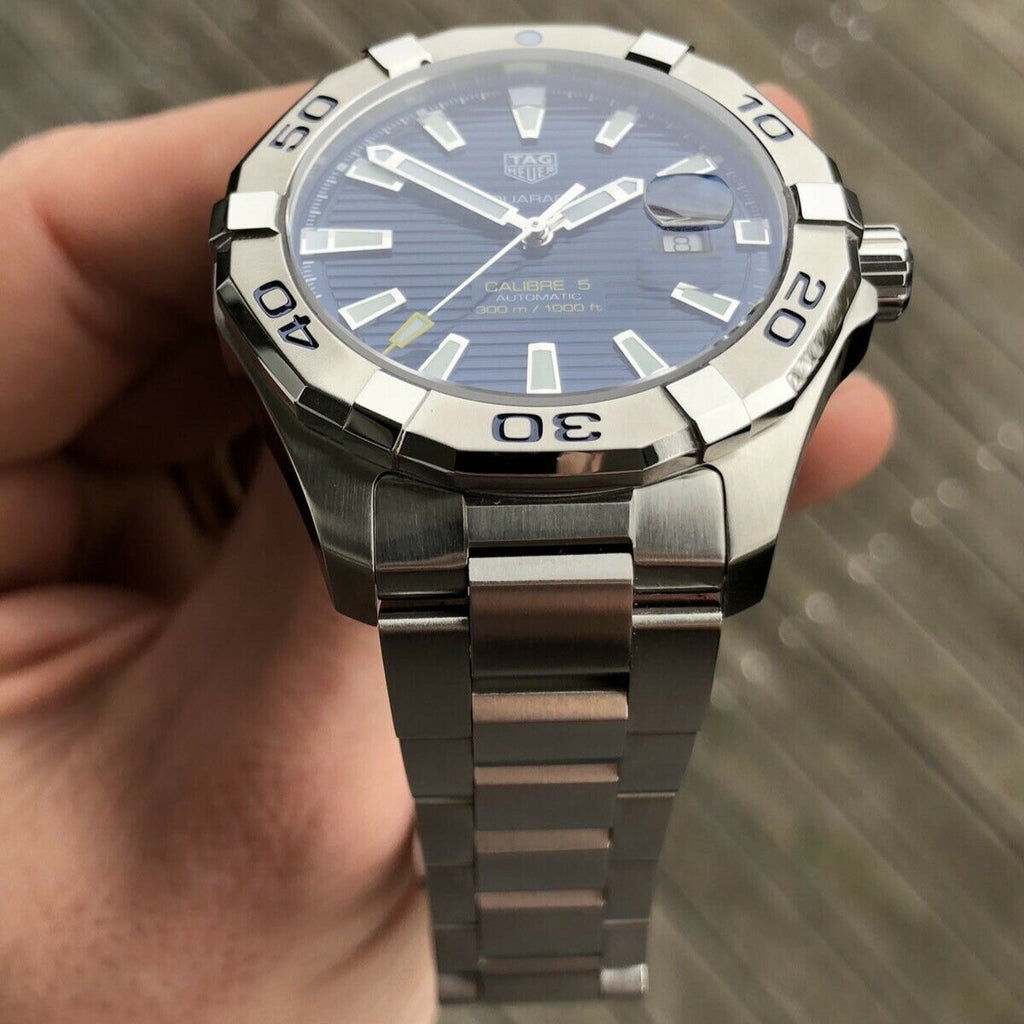 Tag Heuer Aquaracer Calibre 5 Automatic Blue Dial Silver Steel Strap Watch for Men - WAY2012.BA0927 Buy Now By Tag Heuer