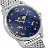Gucci G-Timeless Motifs Moon Phase Blue Dial Silver Mesh Bracelet Watch For Men - YA126328 Buy Now By Gucci