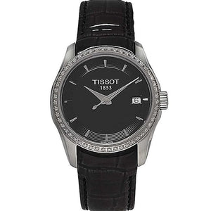Tissot T Trend Couturier Diamonds Black Dial Black Leather Strap Watch for Women - T035.210.66.051.00 Buy Now By Tissot