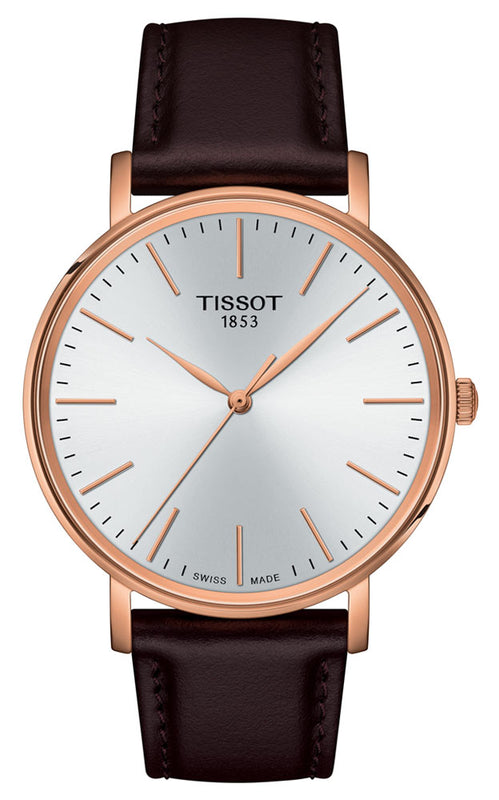 Tissot Everytime Gent Silver Dial Brown Leather Strap Watch for Men - T143.410.36.011.00 Buy Now By Tissot