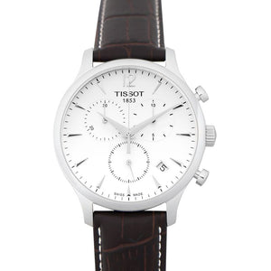 Tissot T Classic Tradition Chronograph White Dial Brown Leather Strap Watch For Men - T063.617.16.037.00 Buy Now By Tissot