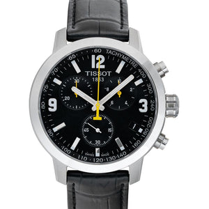Tissot PRC 200 Chronograph Black Dial Black Leather Strap Watch For Men - T055.417.16.057.00 Buy Now By Tissot