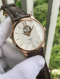 Tissot Tradition Powermatic 80 Open Heart Silver Dial Brown Leather Strap Watch For Men - T063.907.36.038.00 Buy Now By Tissot