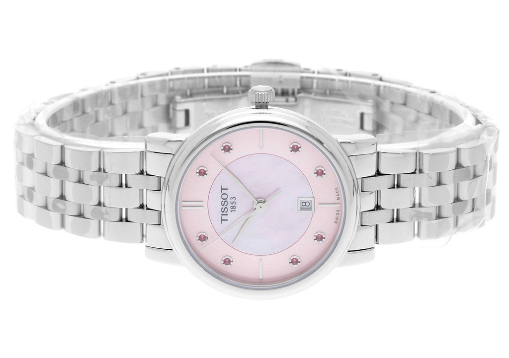 Tissot Carson Premium Lady Mother of Pearl Pink Dial Silver Steel Strap Watch For Women - T122.210.11.159.00 Buy Now By Tissot