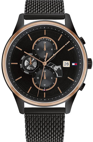 Tommy Hilfiger Weston Chronograph Black Dial Black Mesh Bracelet Watch For Men - 1710505 Buy Now By Tommy Hilfiger