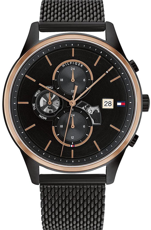 Tommy Hilfiger Weston Chronograph Black Dial Black Mesh Bracelet Watch For Men - 1710505 Buy Now By Tommy Hilfiger