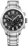 Tommy Hilfiger Trent Chronograph Black Dial Silver Steel Strap Watch for Men - 1791054 Buy Now By Tommy Hilfiger