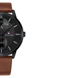 Tommy Hilfiger Hunter Black Dial Brown Leather Strap Watch for Men - 1791604 Buy Now By Tommy Hilfiger