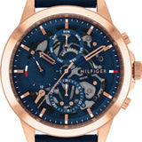 Tommy Hilfiger Henry Chronograph Quartz Blue Dial Blue Leather Strap Watch For Men - 1710475 Buy Now By Tommy Hilfiger