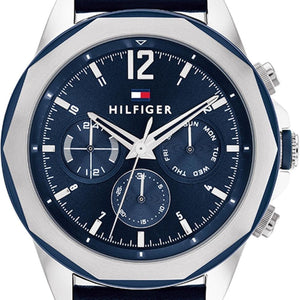 Tommy Hilfiger Lars Chronograph Blue Dial Blue Leather Strap Watch For Men - 1792063 Buy Now By Tommy Hilfiger