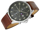 Tommy Hilfiger West Chronograph Grey Dial Brown Leather Strap Watch For Men - 1791710 Buy Now By Tommy Hilfiger