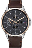 Tommy Hilfiger Shawn Multifunction Grey Dial Brown Leather Strap Watch for Men - 1791615