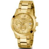 Guess Atlas Chronograph Gold Dial Gold Steel Strap Watch For Men - W0668G4 Buy Now By Guess