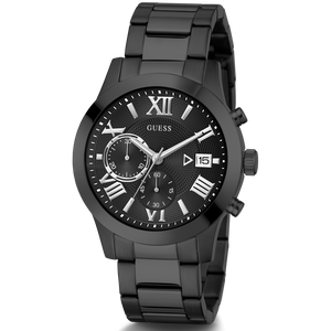 Guess Atlas Chronograph Black Dial Black Steel Strap Watch For Men - W0668G5 Buy Now By Guess